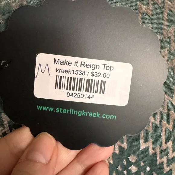 Long Sleeve Aztec-Print Crewneck Top - Sage & Silver Medium - Picture 8 of 8